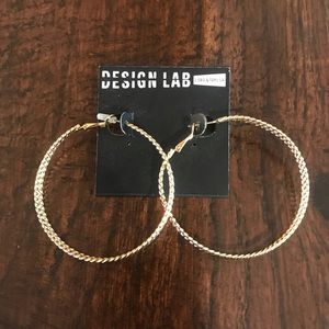 NWT Design Lab 2 inch gold double hoop earrings